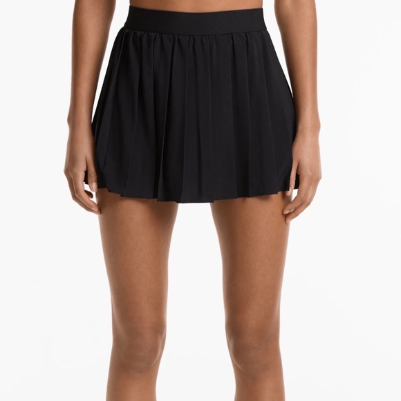 Black pleated tennis skirt skort size s women's compressive pleats sports alo - Picture 2 of 8